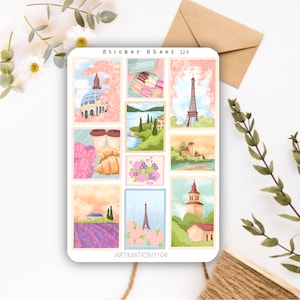 Sticker Bogen „Grüße aus Frankreich“ 329 | Bullet Journal, Scrapbook, Planer, Reader, Urlaub, Briefmarken