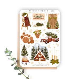Sticker Bogen „Weihnachtsbaum Bauernhof“ 230 | Bullet Journal, Scrapbook, Planer, Weihnachten, Winter, Feiertage