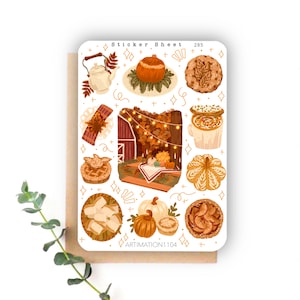 Folha de adesivos “Jantar de Ação de Graças” 285 | Bullet Journal, Scrapbook, Planner, Adesivos decorativos, Outono