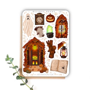 Feuille d'autocollants « Halloween Lane » 348 | Bullet Journal, Scrapbooking, Agenda, Stickers décoratifs, Automne