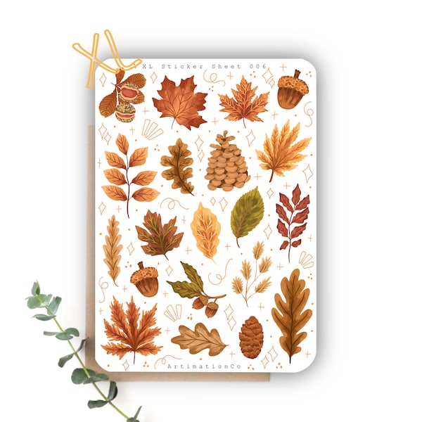 20 pcs XL Sticker Sheet "Autumn Leaves“ 006 | Bullet Journal Sticker, Scrapbook Stickers, Planner Sticker, Autumn, Cottage Core