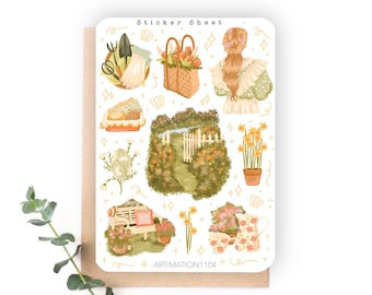 10pcs Sticker Sheet "Spring Meadow“ 248 | Bullet Journal Sticker, Scrapbook Stickers, Planner Sticker, Autumn, Fall, Cottage Core,