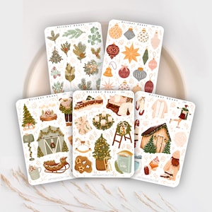 Hojas de pegatinas Invierno 2023 Paquete de 5 / Bullet Journal, Álbum de recortes, Planificador, Pegatinas decorativas, Navidad, Vacaciones