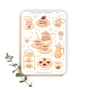 Feuille d'autocollants « vintage Tea Party » 227 | Bullet Journal, scrapbooking, agenda, automne, automne, noyau de chalet,