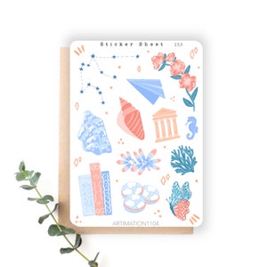 Feuille d'autocollants « Verseau » 153 | Bullet Journal, scrapbooking, agenda, autocollants décoratifs, zodiaque