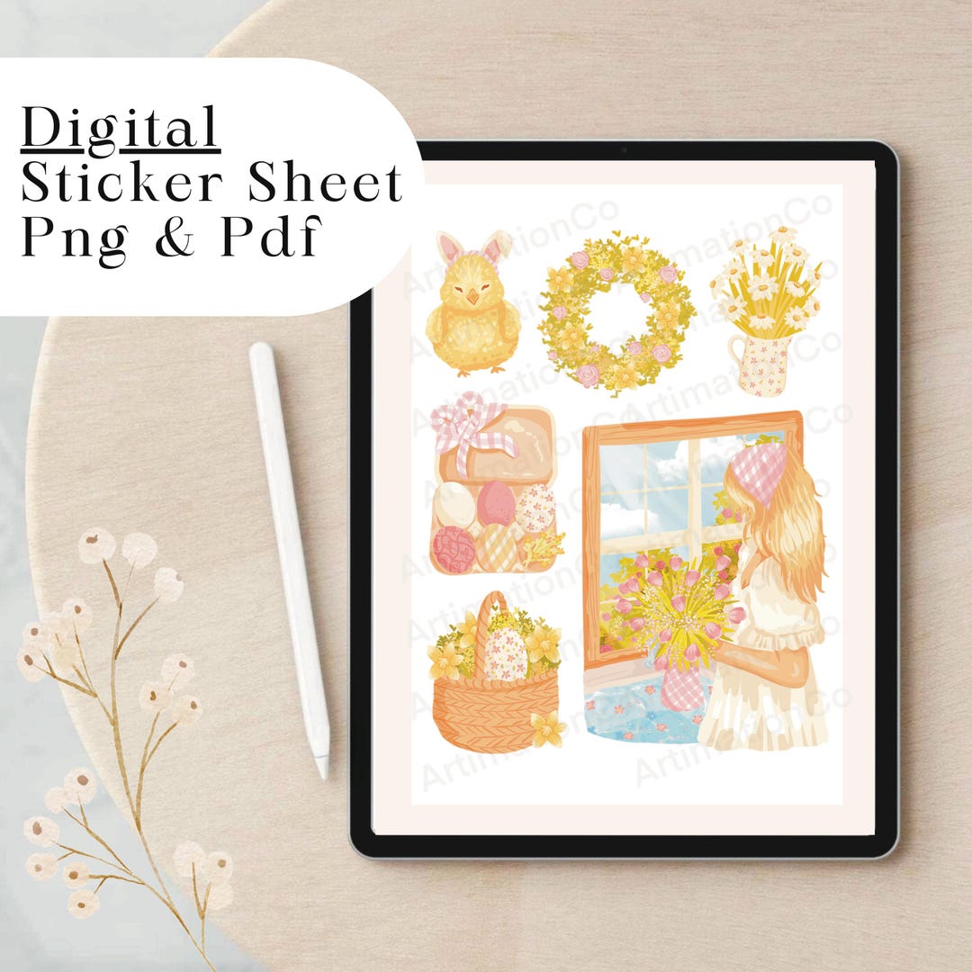 Digital Spring Sticker Sheets Easter Sticker Sheet: Cozy Spring Designs (PDF & PNG) - Etsy