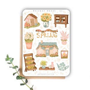 Sticker Bogen „Spring Decor“ 309 | Bullet Journal, Scrapbook, Planer, Cottage Core, Reader, Frühling