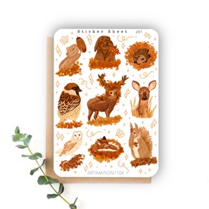 Stickervel „Bosdieren“ 287 | Bullet Journal, plakboek, planner, decoratieve stickers, herfst