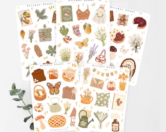 Cottage Garden Sticker Sheet Bundle | Scrapbook, Planner (5 Sheets)