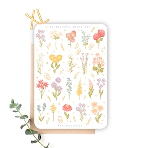 Hoja de pegatinas XL "Flores silvestres" 003 / Bullet Journal, Scrapbook, Planificador, Otoño, Cottage Core, Primavera