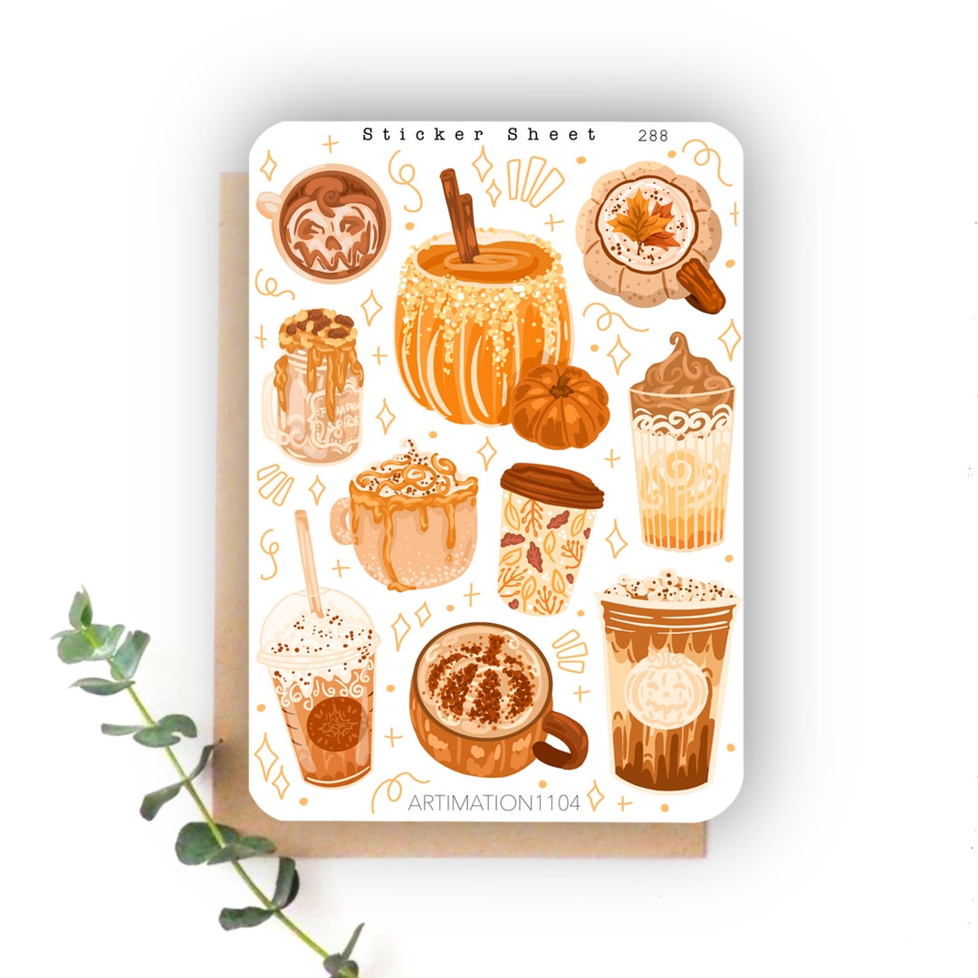 10 Pcs Sticker Sheet autumn Drinks 288 Bullet Journal Sticker ...