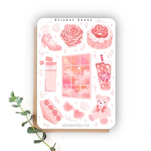 Foglio di adesivi "Strawberry Shortcake" 271 / Bullet Journal, Scrapbook, Planner, Adesivi decorativi, Arcobaleno