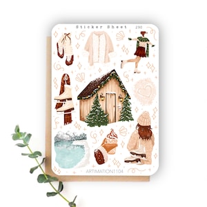 Foglio di adesivi "Pattinaggio sul ghiaccio" 290 / Bullet Journal, Scrapbook, Planner, Natale, Inverno, Festività