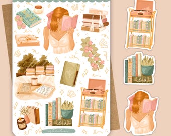 Bookworm Sticker Sheet | Cozy Reading Stickers