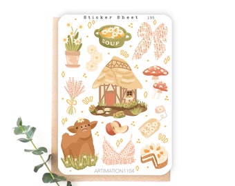 Sticker Sheet "Farmland Cottage“ 195 | Bullet Journal, Scrapbook , Planner , Autumn, Fall, Cottage Core,Spring