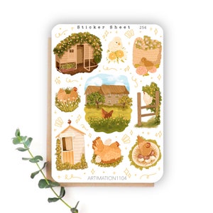 Foglio di adesivi "Spring Chicken" 256 / Bullet Journal, Scrapbook, Planner, Pasqua, Primavera, Cottage Core,