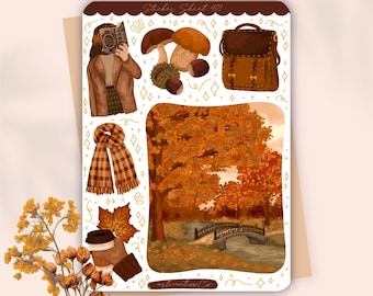 Autumn Afternoon Stroll Sticker Sheet | Cozy Fall Journaling