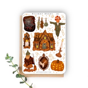 Feuille d'autocollants « Cottage des sorcières » 283 | Bullet Journal, Scrapbooking, Agenda, Stickers décoratifs, Automne