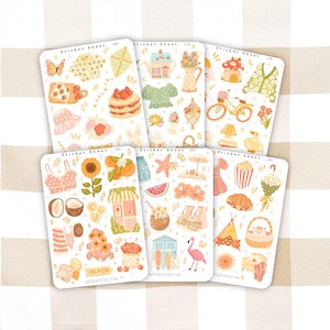 Collezione di fogli di adesivi "Mesi Parte 1: Marzo-Agosto" / Bullet Journal, Scrapbook, Planner, Autunno, Cottage Core,