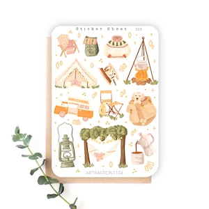 Foglio di adesivi "Cozy Campfire" 215 / Bullet Journal, Scrapbook, Planner, Autunno, Caduta, Cottage Core,