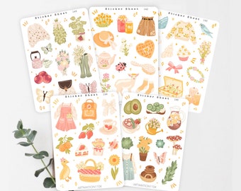 Spring Sticker Sheet Bundle | Cottagecore Planner Stickers
