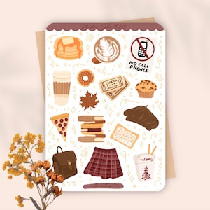 Autumn Coffee & Books Sticker Sheet Rory and Lorelai inspired | Cozy Journal Stickers