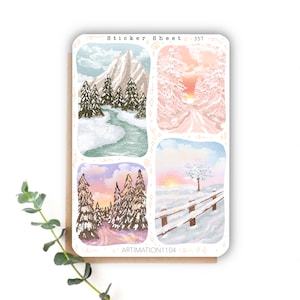 Hoja de pegatinas "Escenas de invierno" 357 / Bullet Journal, Scrapbook, Planificador, Navidad, Invierno, Vacaciones