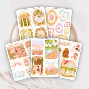 Pacchetto adesivi primavera 2025 di 5 fogli di adesivi / Bullet Journal, Scrapbook, Planner, Adesivi decorativi, Piante
