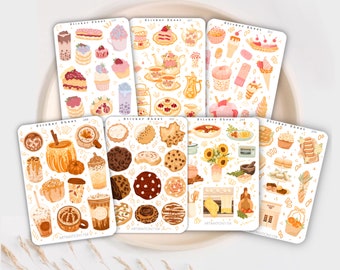 Food & Drink Sticker Sheet Bundle: Cottagecore Planner Stickers