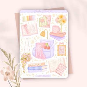 Sticker Sheet “Pastel Book Club” 417 | Bullet Journal, Scrapbook, Planer, Reader, Spring, Books