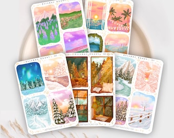Sticker Sheets Sceneries Bundle of 5 | Bullet Journal, Scrapbook , Planner , Decorative Sticker, Christmas, Holiday