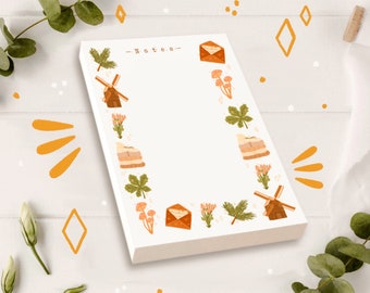 Blocco note Cottage Core A6 50 pagine Carta riciclata bianca premium / Appunti, Blocco note, Cancelleria, Prendere appunti