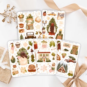 Hojas de pegatinas Invierno 2022 Paquete de 5 / Bullet Journal, Álbum de recortes, Planificador, Pegatinas decorativas, Navidad, Vacaciones