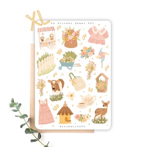 Foglio di adesivi XL "Garden Party" 001 / Bullet Journal, Scrapbook, Planner, Autunno, Caduta, Cottage Core, Primavera