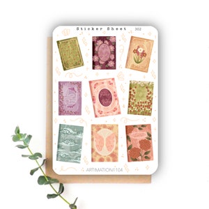 Sticker Bogen „Vintage Bookcovers“ 302 | Bullet Journal, Scrapbook , Planer , Cottage Core, Reader, Fantasy