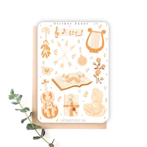 Feuille d'autocollants « Apollo » 171 | Bullet Journal, scrapbooking, agenda, autocollants décoratifs, bohème