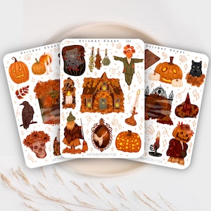 Stickervellen Halloween set van 3 | Bullet Journal, plakboek, planner, decoratieve stickers, herfst