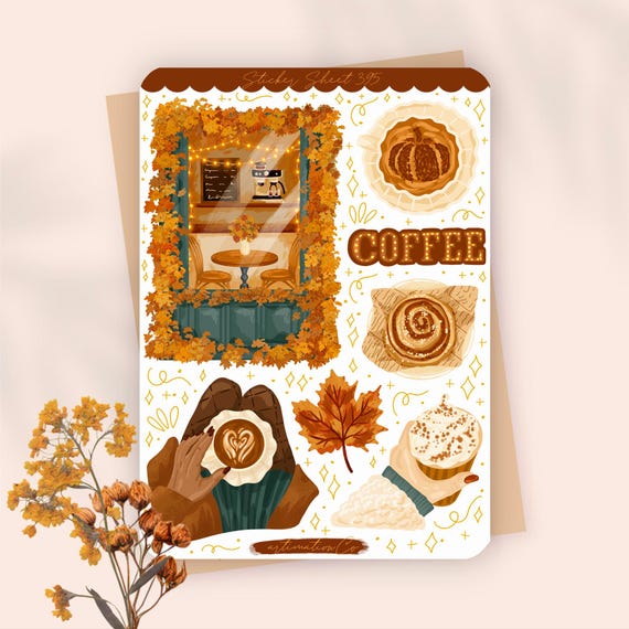 Coffee Lover Stickers | Cozy Autumn Journal Decor