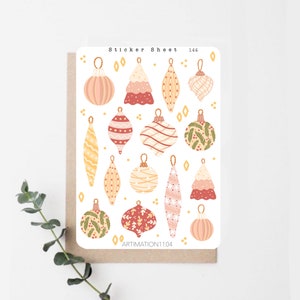 Folha de adesivos "Ornamentos" 146 | Bullet Journal, Scrapbook, Planner, Inverno, Feriado, Natal
