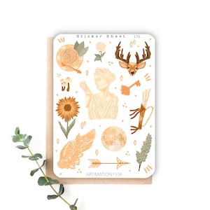 Feuille d'autocollants « Artemis » 170 | Bullet Journal, scrapbooking, agenda, autocollants décoratifs, bohème