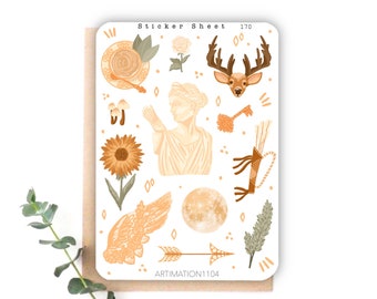 Sticker Sheet "Artemis“ 170 | Bullet Journal, Scrapbook , Planner , Decorative Stickers, Boho