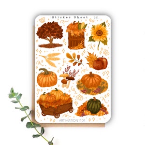 Feuille d'autocollants « Récolte d'automne » 351 | Bullet Journal, Scrapbooking, Agenda, Stickers décoratifs, Automne