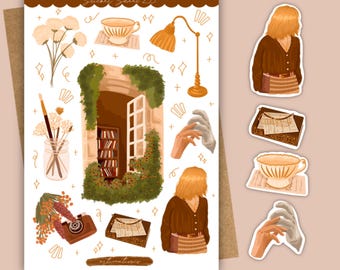 Dark Academia Sticker Sheet | Botanical Planner Stickers