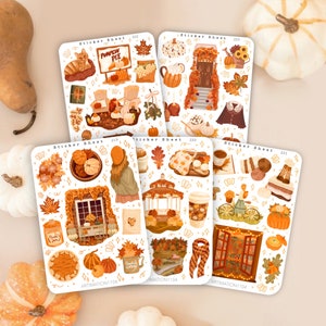 Fogli adesivi Autunno 2022 Pacchetto di 5 / Bullet Journal, Scrapbook, Planner, Adesivo decorativo, Piante, Natura