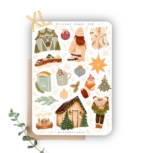 Foglio di adesivi XL "Inverno 2023" 008 / Bullet Journal, Scrapbook, Planner, Natale, Cottage Core,