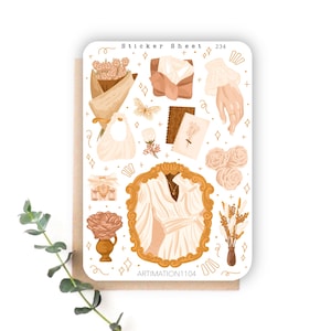 Feuille d'autocollants « Beige Elegance » 234 | Bullet Journal, scrapbooking, agenda, automne, automne, noyau de chalet,