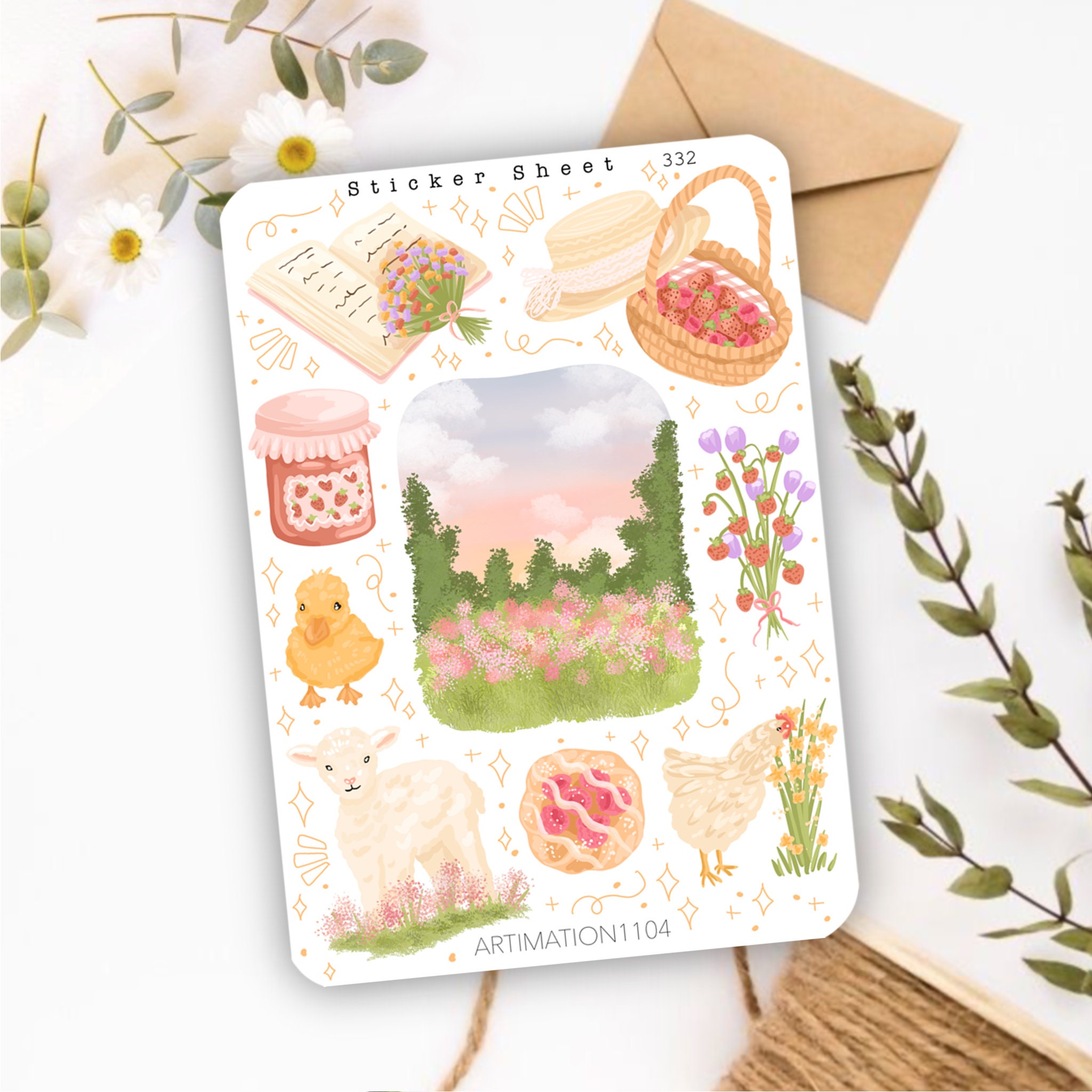 Sweet Spring Cottage Sticker Sheet | Planner, Scrapbook - Etsy