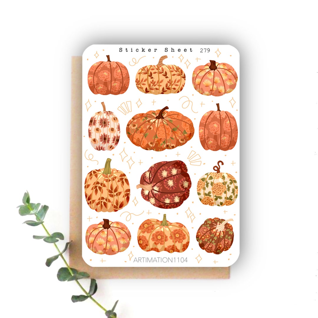 Sticker Sheet „floral Pumpkins “ 281 | Bullet Journal, Scrapbook ...