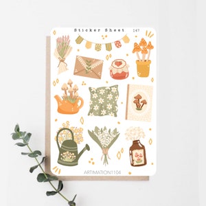Sticker Sheet „ Party im Freien “ 147 | Bullet Journal, Scrapbook, Planer, Herbst, Cottage Core, Pflanzen