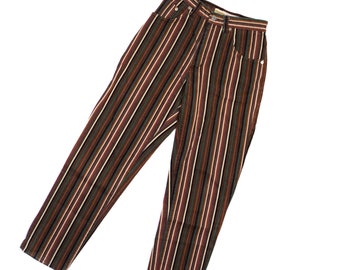 Vintage Earth Tones Striped Jeans 80’s Size 26 / 1980’s Ober Multicolor Stripe Pants / 90’s Denim Trousers Autumn Bottoms W25 W26 XS